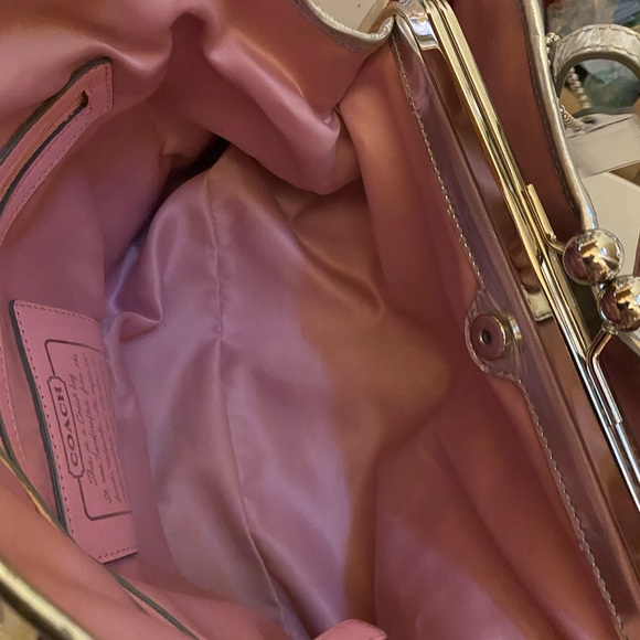 COACH ERGO SIGNATURE TOTE BAG PINK SILVER CANVAS TOTEBAG - Picture 8 of 15